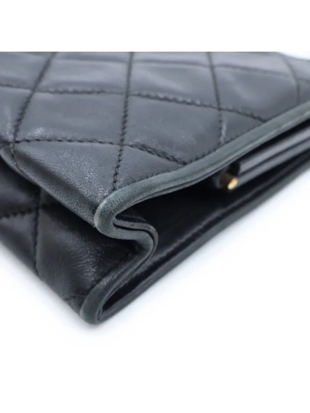 Chanel Quilted Kiss Lock Mini Bag Black Lambskin Gold